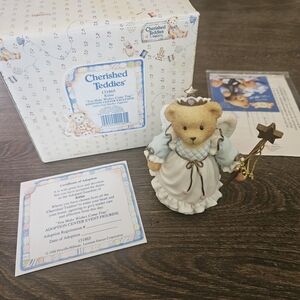 Cherished Teddies Kittie Fairy God Mother Figurine with Gold Wand